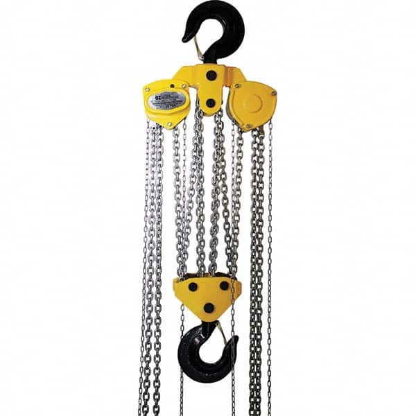 OZ Lifting Products - 40,000 Lb Capacity, 10' Lift Height, Manual Chain Hoist with Overload Protection - Exact Industrial Supply