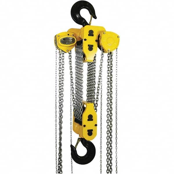 OZ Lifting Products - 60,000 Lb Capacity, 20' Lift Height, Manual Chain Hoist with Overload Protection - Exact Industrial Supply