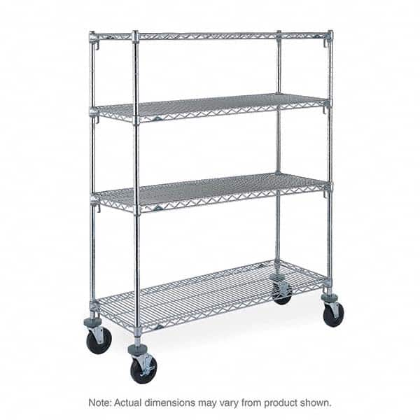 Metro - 900 Lb Capacity 4 Shelf Mobile Wire Shelving Unit - Add-On Unit - Exact Industrial Supply