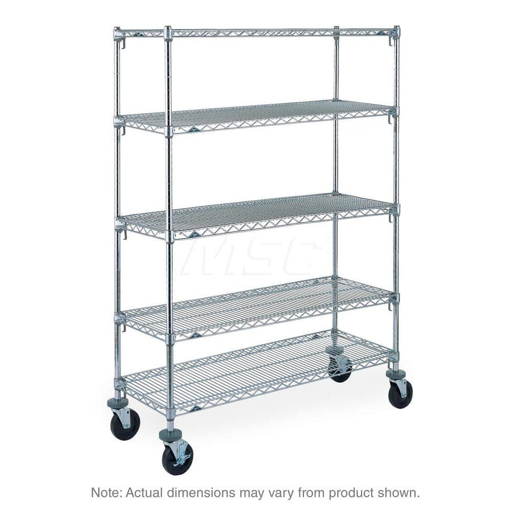 Mobile Unit Wire Shelving: 5 Shelves 36″ Wide, 21″ Deep, 67-7/8″ High