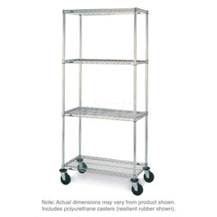 Mobile Unit Wire Shelving: 4 Shelves 18″ Wide, 48″ Deep, 67-7/8″ High