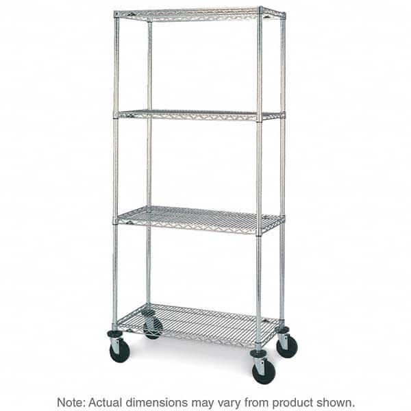 Metro - 600 Lb Capacity 4 Shelf Mobile Wire Shelving Unit - Add-On Unit - Exact Industrial Supply