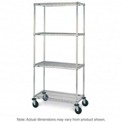 Metro - 600 Lb Capacity 4 Shelf Mobile Wire Shelving Unit - Add-On Unit - Exact Industrial Supply