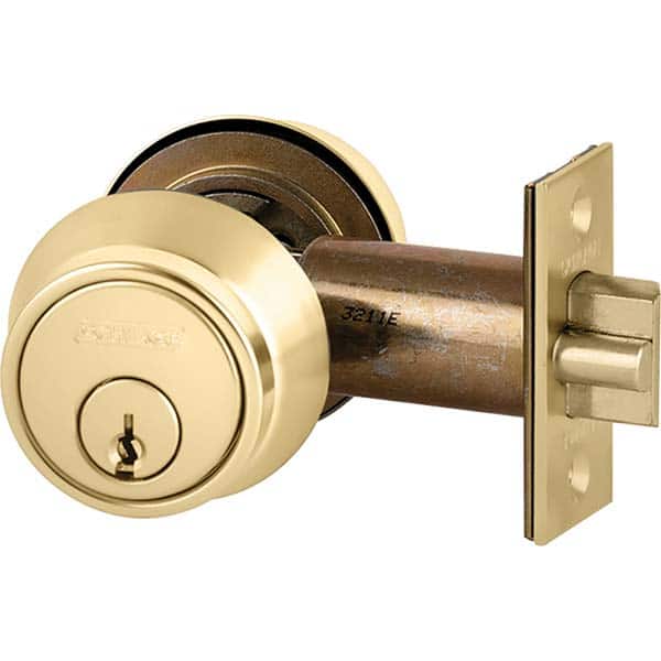 Schlage - Deadbolts Type: Deadlocking Latch Door Thickness Range: 1-1/2-1-3/4 - Exact Industrial Supply