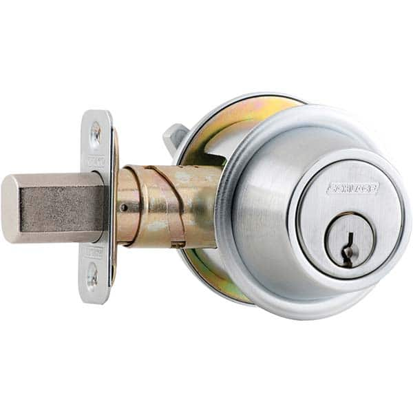 Schlage - Deadbolts Type: Single Cylinder Door Thickness Range: 1-3/8 - 1-7/8 - Exact Industrial Supply