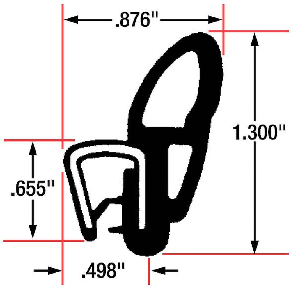 Fairchild Industries - Automotive Replacement Parts; Type: Trim Seal ; Application: Trim Seal, Vinyl and Sponge Rubber Trim Seal with Flexible Steel Core, .060"-.140", Black, 25 ft. - Exact Industrial Supply