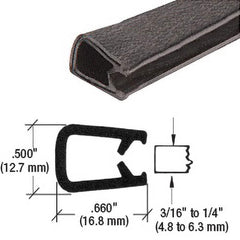 Fairchild Industries - Automotive Replacement Parts; Type: Edge Trim ; Application: Edge Trim, Double Lip 1/4" Trim with Segmented Steel Core, .135"-.250", Black Soft Tone, 50 ft. - Exact Industrial Supply