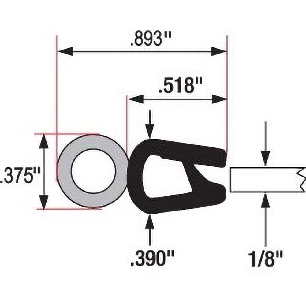 Fairchild Industries - Automotive Replacement Parts; Type: Trim Seal ; Application: Trim Seal, Vinyl and Sponge Rubber Trim Seal with Flexible Steel Core, .060"-.170", Black, 25 ft. - Exact Industrial Supply