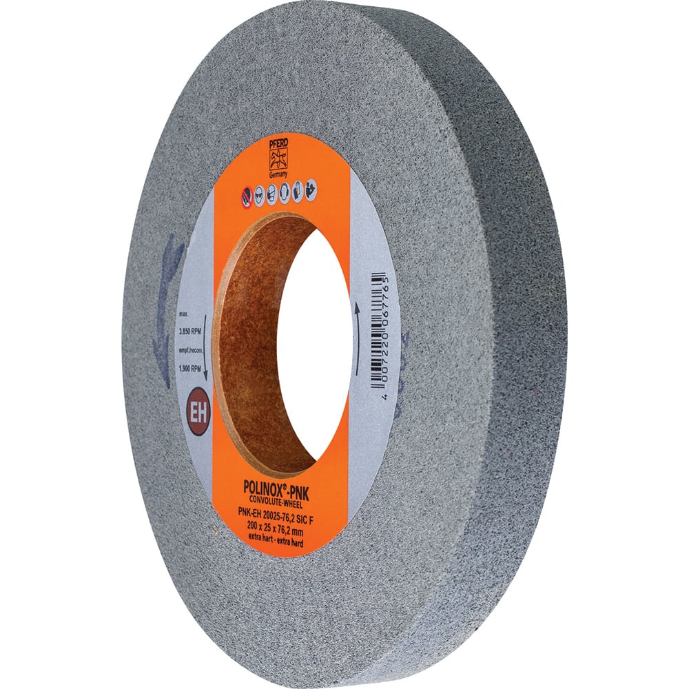 PFERD - Deburring Wheels; Wheel Type: Convolute ; Wheel Diameter (Inch): 8 ; Center Hole Size (Inch): 3 ; Abrasive Material: Silicon Carbide ; Grade: Fine ; Density Grade: Extra Hard - Exact Industrial Supply