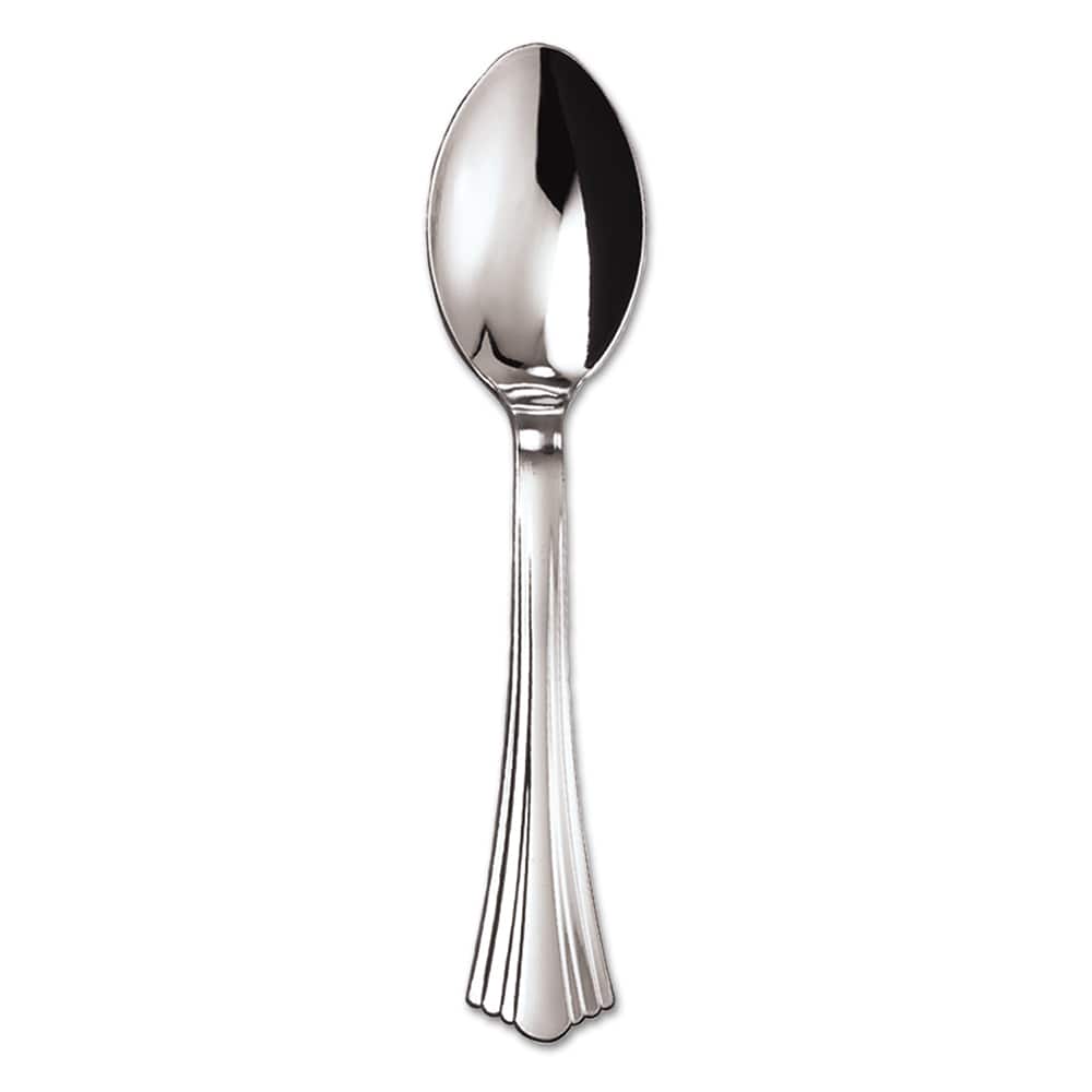 WNA - Paper & Plastic Cups, Plates, Bowls & Utensils; Breakroom Accessory Type: Soup Spoon ; Breakroom Accessory Description: Utensils-Disposable Soup Spoon ; Color: Silver - Exact Industrial Supply