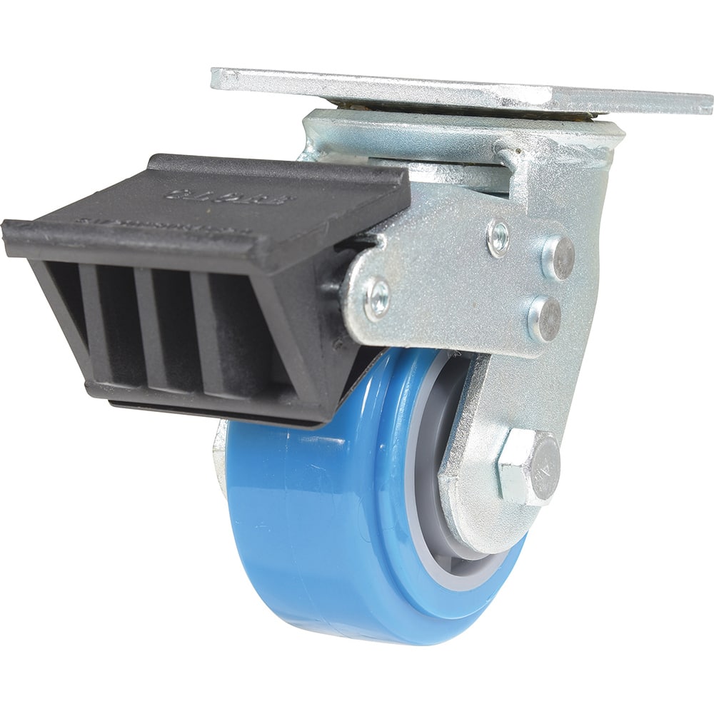 Vestil - Standard Casters; Mount: With Holes ; Style: Swivel w/Total Brake ; Wheel Diameter: 4 (Inch); Wheel Width: 2 (Inch); Overall Height (Inch): 5-3/4 ; Load Capacity (Lb.): 617.000 - Exact Industrial Supply