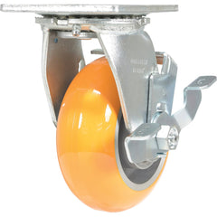 Vestil - Standard Casters; Mount: With Holes ; Style: Swivel w/Brake ; Wheel Diameter: 5 (Inch); Wheel Width: 2 (Inch); Overall Height (Inch): 6-1/2 ; Load Capacity (Lb.): 1200.000 - Exact Industrial Supply