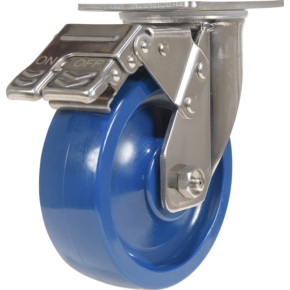 Vestil - Standard Casters; Mount: With Holes ; Style: Swivel w/Total Brake ; Wheel Diameter: 6 (Inch); Wheel Width: 2 (Inch); Overall Height (Inch): 7-1/2 ; Load Capacity (Lb.): 1200.000 - Exact Industrial Supply