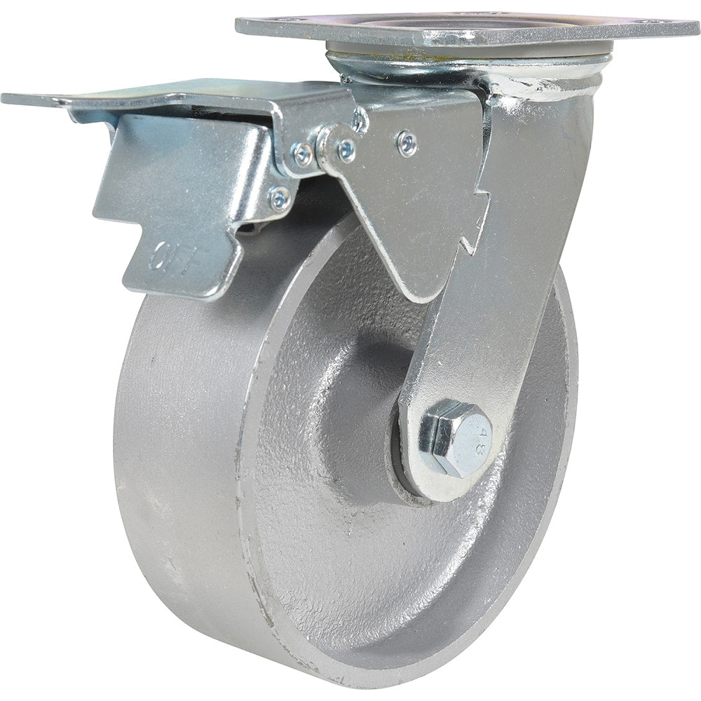 Vestil - Standard Casters; Mount: With Holes ; Style: Swivel w/Total Brake ; Wheel Diameter: 6 (Inch); Wheel Width: 2 (Inch); Overall Height (Inch): 7-1/2 ; Load Capacity (Lb.): 1540.000 - Exact Industrial Supply