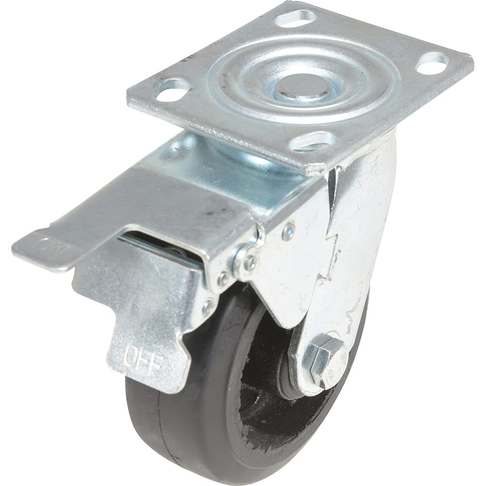 Vestil - Standard Casters; Mount: With Holes ; Style: Swivel w/Total Brake ; Wheel Diameter: 5 (Inch); Wheel Width: 2 (Inch); Overall Height (Inch): 6-1/2 ; Load Capacity (Lb.): 440.000 - Exact Industrial Supply