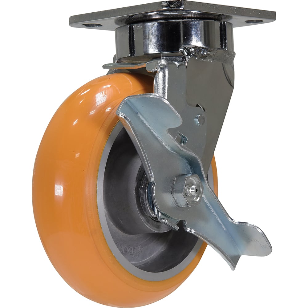 Vestil - Standard Casters; Mount: With Holes ; Style: Swivel w/Brake ; Wheel Diameter: 6 (Inch); Wheel Width: 2 (Inch); Overall Height (Inch): 7-1/2 ; Load Capacity (Lb.): 1500.000 - Exact Industrial Supply