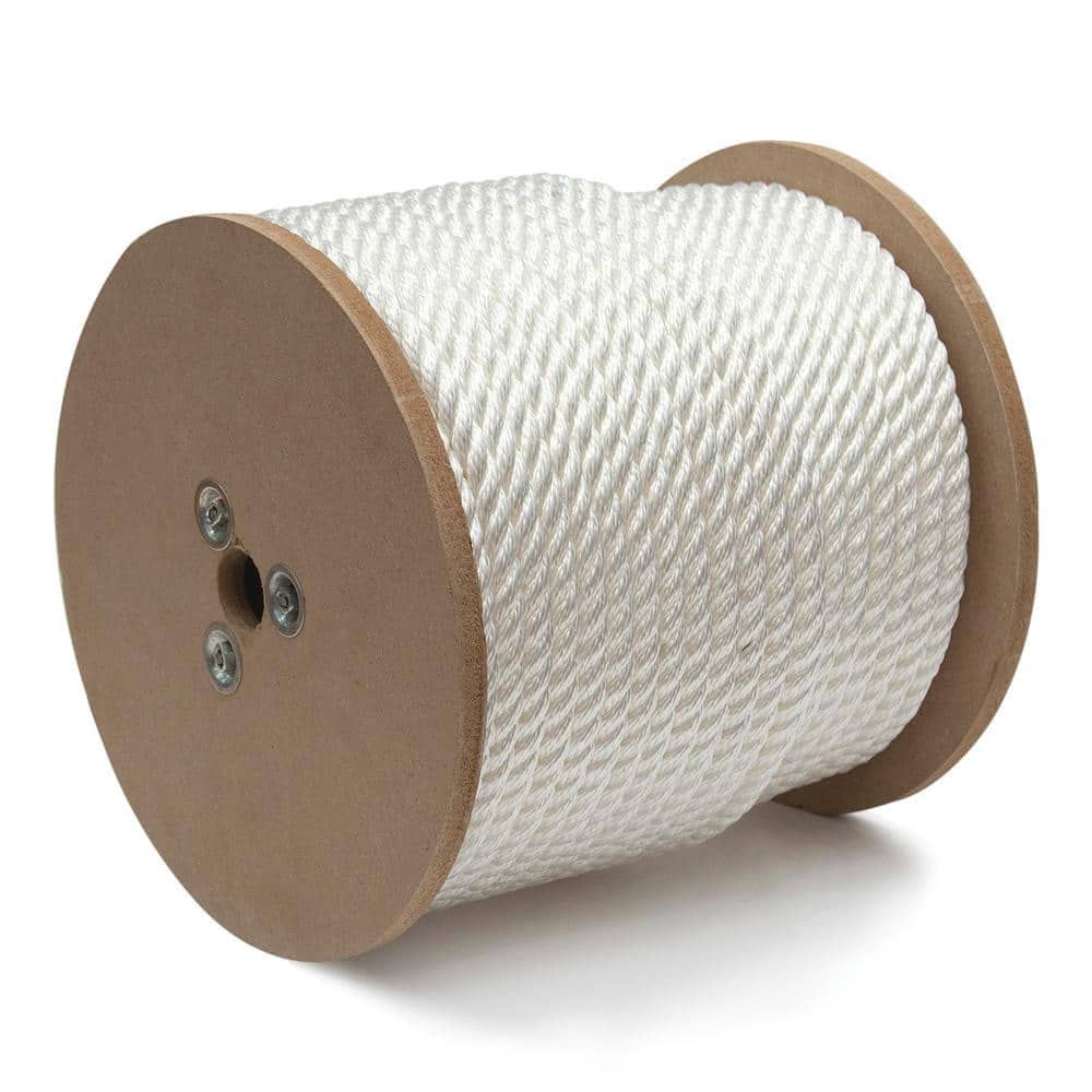Mibro - Rope; Type: Twisted Rope ; Head/Holder Diameter (Inch): 3/4 ; Material: Nylon ; Load Capacity (Lb.): 1420.000 ; Maximum Length: 150.00 ; Color: White - Exact Industrial Supply