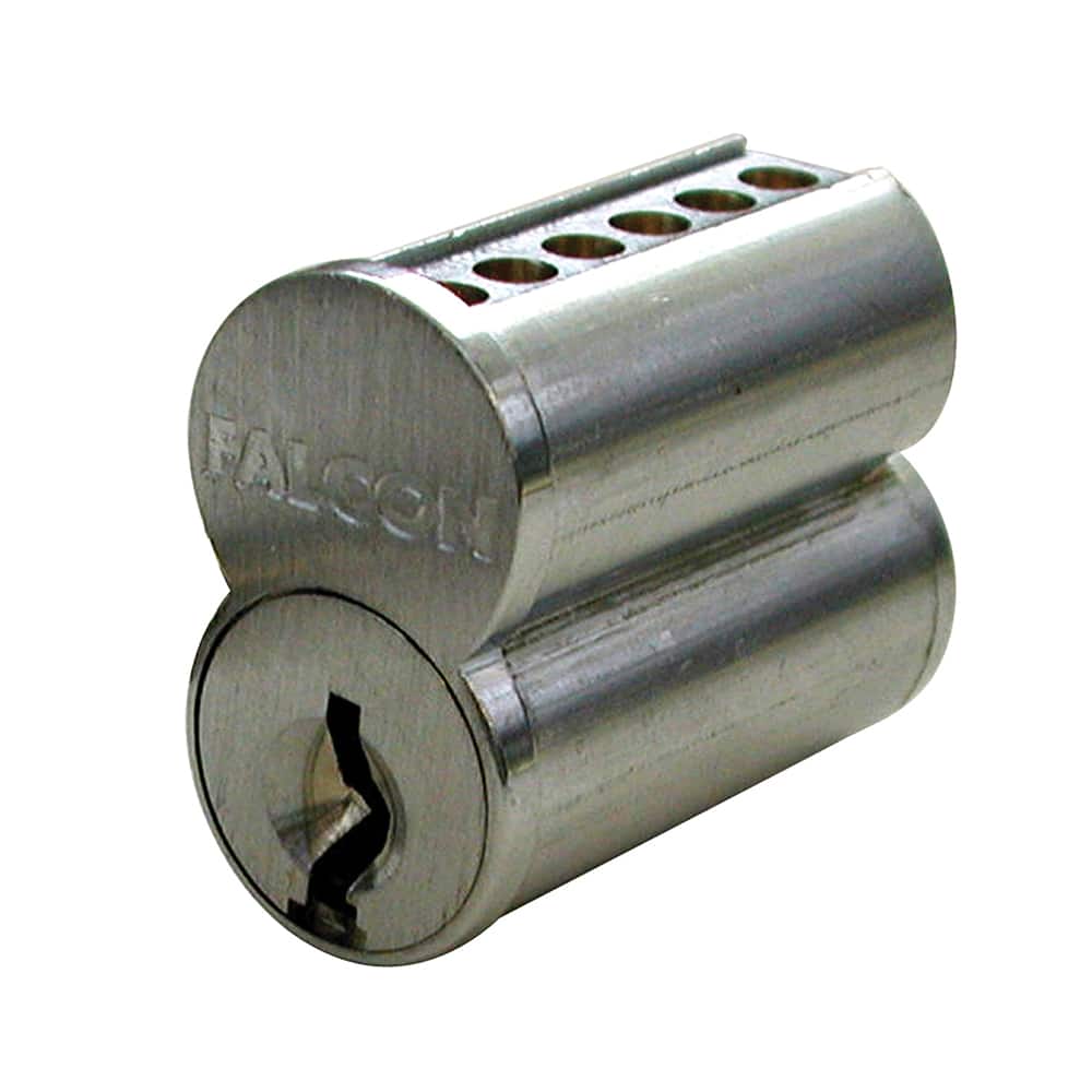 Falcon - Cylinders; Type: Interchangeable Core ; Keying: H Keyway ; Number of Pins: 6 ; Material: Brass ; Finish/Coating: Satin Chrome - Exact Industrial Supply