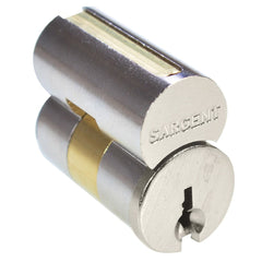 Sargent - Cylinders; Type: Removeable Core ; Keying: RB Keyway ; Number of Pins: 6 ; Material: Brass ; Finish/Coating: Satin Nickel - Exact Industrial Supply
