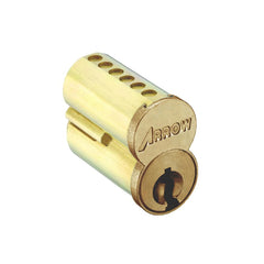 Arrow Lock - Cylinders; Type: Interchangeable Core ; Keying: AB Keyway ; Number of Pins: 6 ; Material: Brass ; Finish/Coating: Satin Brass - Exact Industrial Supply