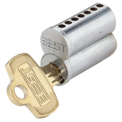 Detex - Cylinders; Type: Mortise ; Keying: Less Core ; Number of Pins: 7 ; Material: Brass ; Finish/Coating: Satin Chrome - Exact Industrial Supply