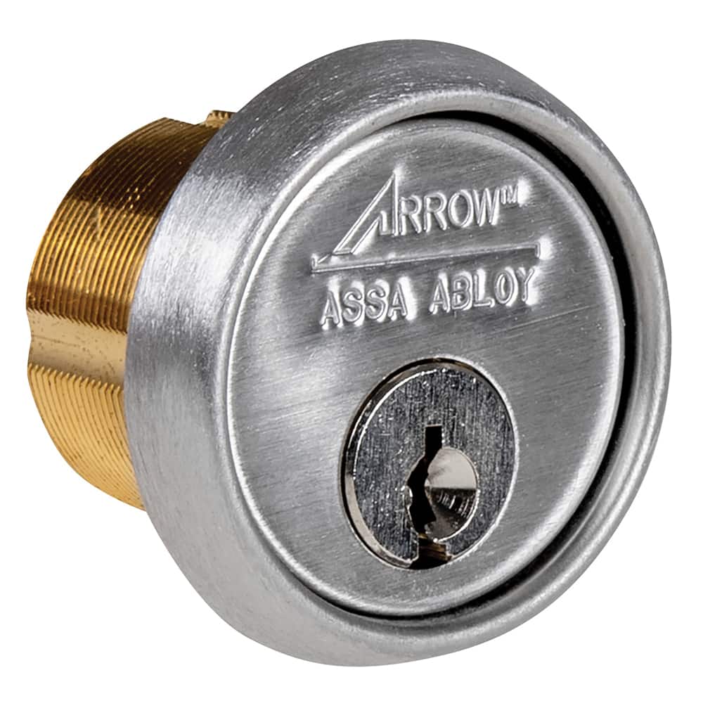 Arrow Lock - Cylinders; Type: Mortise ; Keying: AR keyway ; Number of Pins: 6 ; Material: Brass ; Finish/Coating: Stainless Steel - Exact Industrial Supply