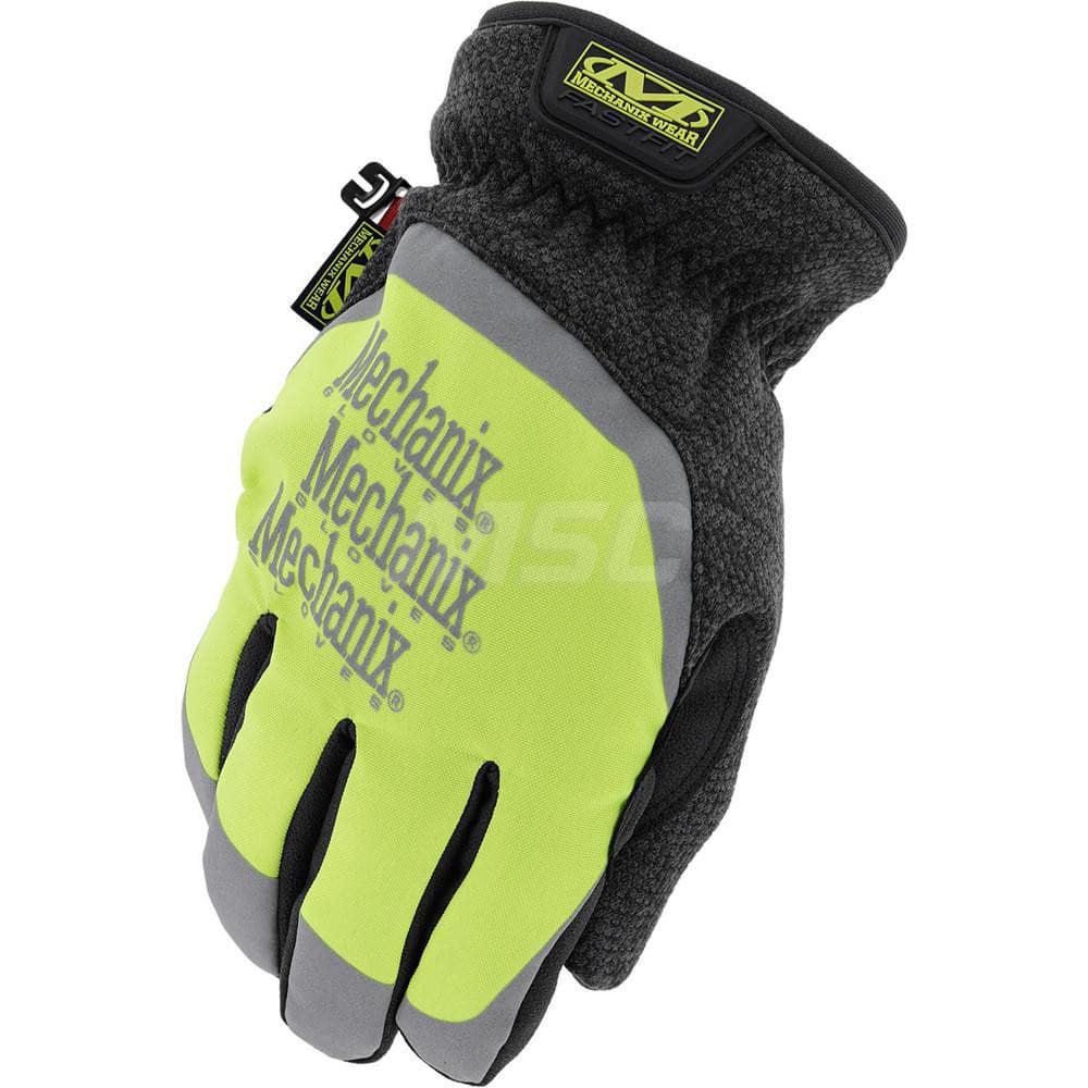 Cold Work Gloves: Size XL, Tricot-Lined Yellow, Soft Textured Grip, High Visibility