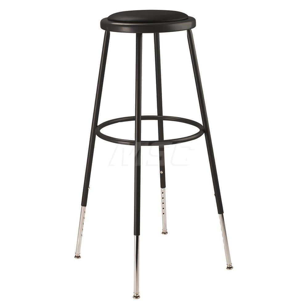 Stationary Stools; Type: Adjustable Height Stool; Base Type: Steel; Width (Inch): 14; Depth (Inch): 14; Seat Material: Vinyl; Color: Black; Seat Type: Round; Minimum Height: 32