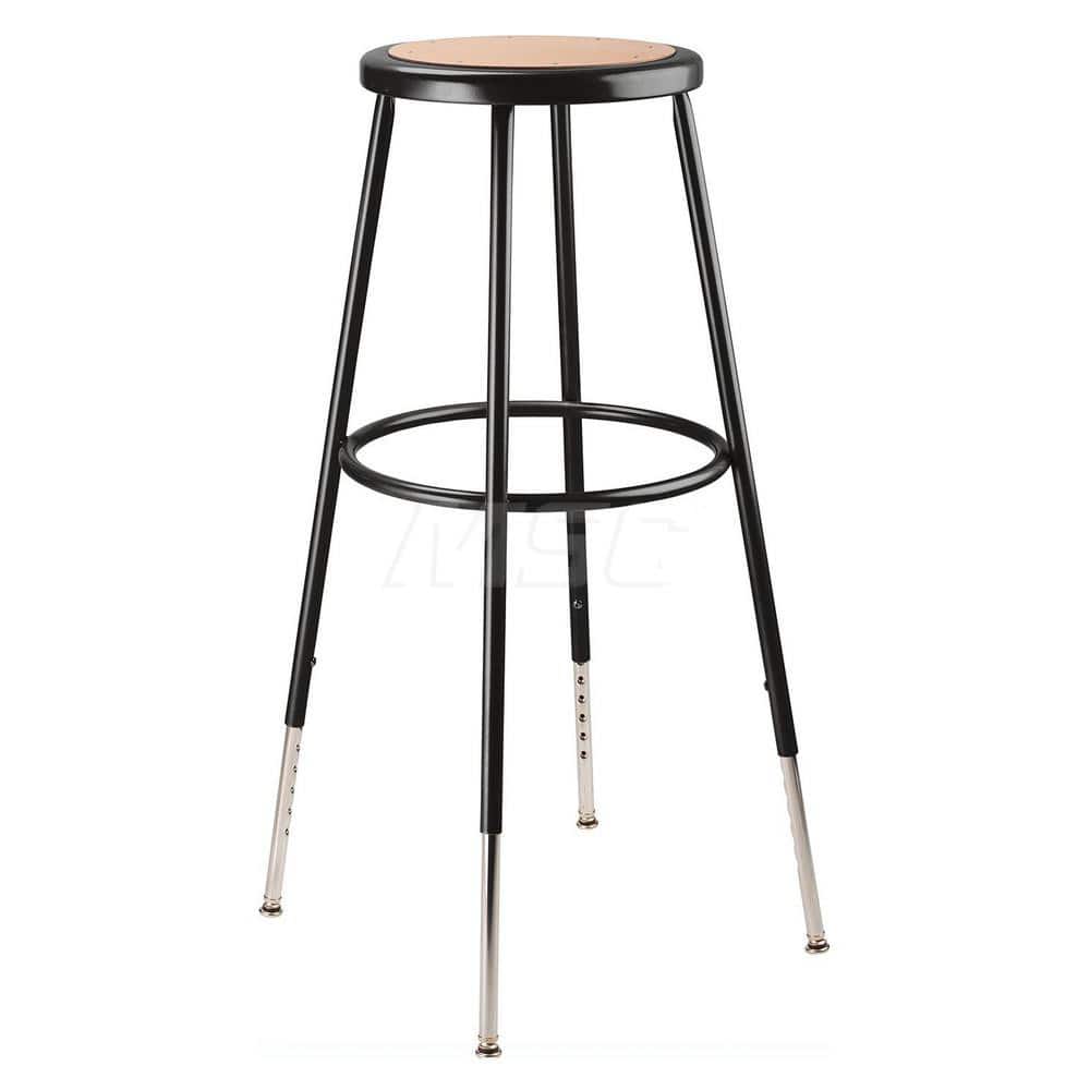 Stationary Stools; Type: Adjustable Height Stool; Base Type: Steel; Width (Inch): 14; Depth (Inch): 14; Seat Material: Hardboard; Color: Black; Seat Type: Round; Minimum Height: 32