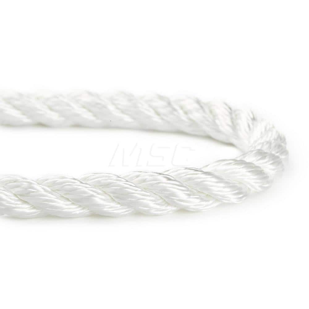 Rope; Rope Construction: 3 Strand Twisted; Material: Nylon; Work Load Limit: 60 lb; Color: White; Maximum Temperature (F) ( - 0 Decimals): 295; Breaking Strength: 12370; Application: General Purpose; Rope Strand Count: 3; Package Type: Reel; Additional In