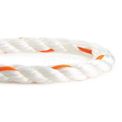 Rope; Rope Construction: 3 Strand Twisted; Material: Polyester; Polypropylene; Work Load Limit: 60 lb; Color: White; Orange; Maximum Temperature (F) ( - 0 Decimals): 330; Breaking Strength: 15950; Application: General Purpose; Rope Strand Count: 3; Packag