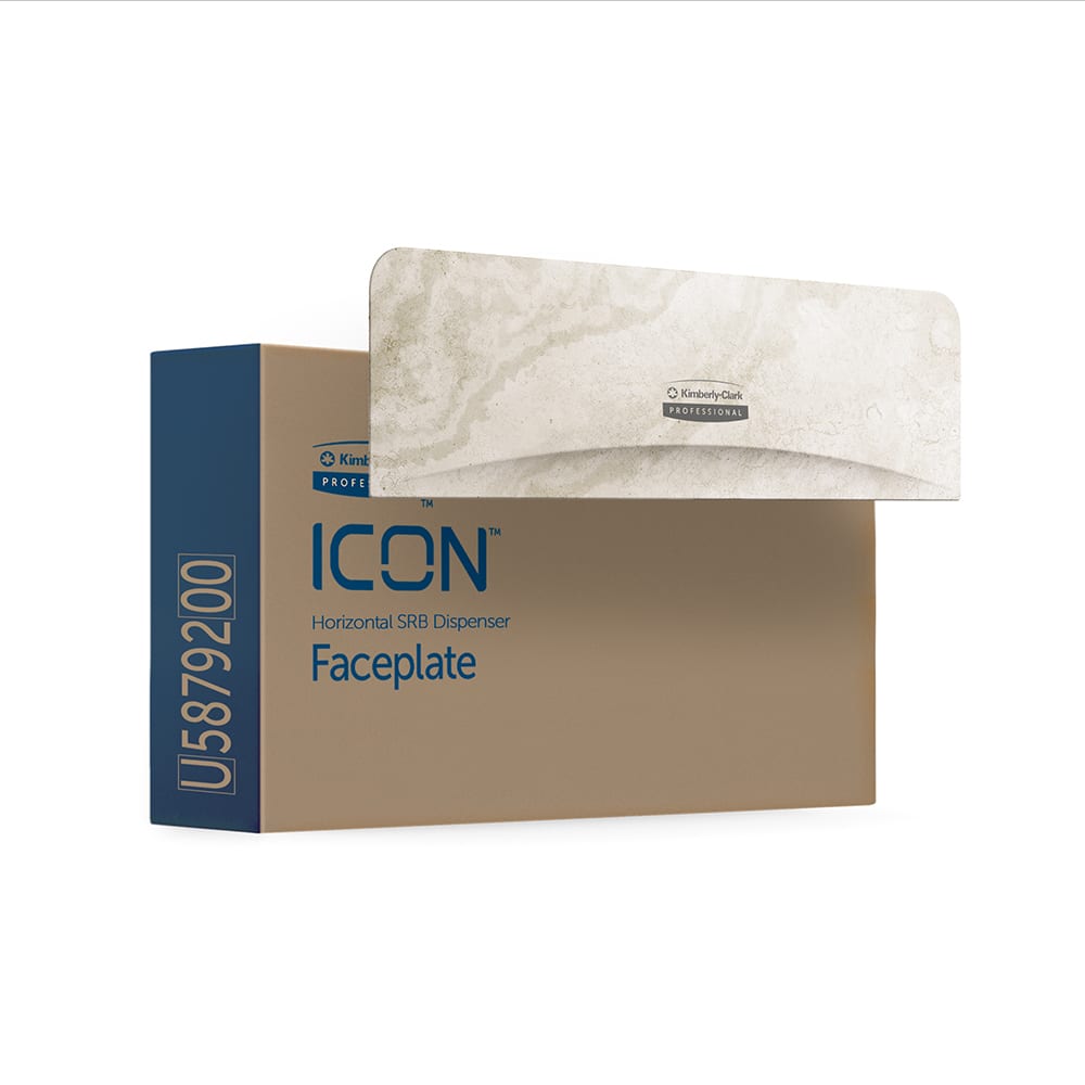 ICON Faceplate, Warm Marble Design, for Coreless Standard Roll Toilet Paper Dispenser 2 Roll Horizontal; 1 Faceplate per Case