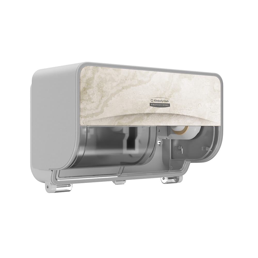 ICON Coreless Standard Roll Toilet Paper Dispenser 2 Roll Horizontal, Warm Marble Design Faceplate; 1 Dispenser and Faceplate per Case