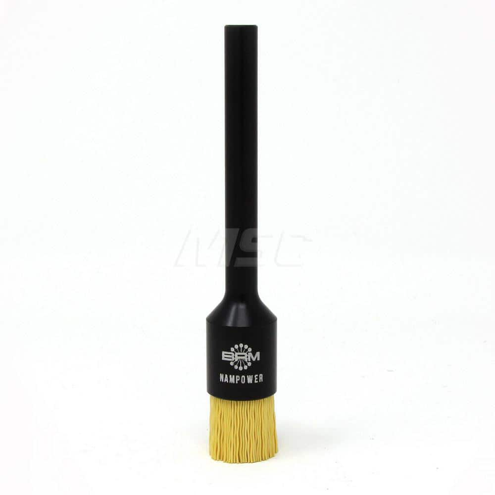 End Brushes: 3/4″ Dia, 0.022″ Wire Dia, Ceramic & Nylon, Crimped Wire 3/4″ Trim Length, 3/8″ Shank Dia, 10,000 Max RPM