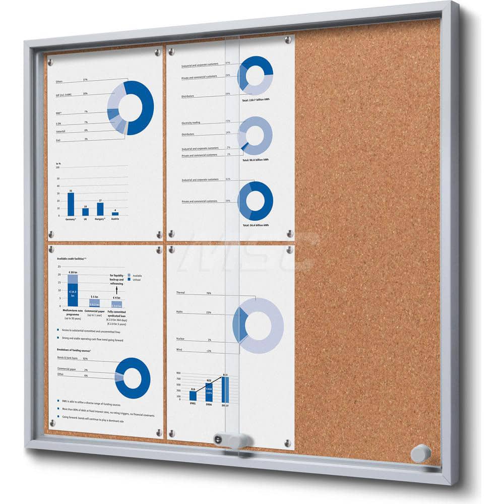 Cork Bulletin Boards; Style: Enclosed Bulletin Board; Color: Silver; Material: Aluminum; Cork; Width (Inch): 45; Material: Aluminum; Cork