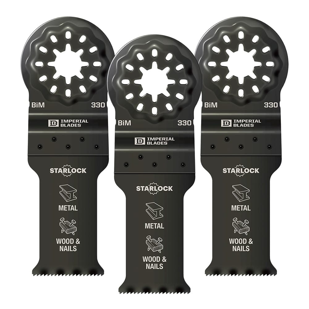 Rotary & Multi-Tool Accessories; Accessory Type: Blade; For Use With: Compatible with all Starlock ™ multi-tools; Attachment Size: 1.125 in; Material: Bi-Metal; Application: Metal (Non-Ferrous), Wood & Nails, Wood, PVC, Drywall; Includes: (3) Imperial Bla