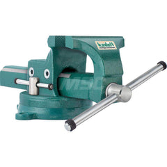 Bench Vise: 5″ Jaw Width, 6″ Jaw Opening, 2-1/2″ Throat Depth Swivel, Drop Forged Steel