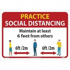 NMC - "Practice Social Distancing", 14" Wide x 10" High, Pressure-Sensitive Vinyl Safety Sign - Exact Industrial Supply