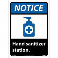 NMC - "Notice - Hand Sanitizer Station", 10" Wide x 14" High, Pressure-Sensitive Vinyl Safety Sign - Exact Industrial Supply