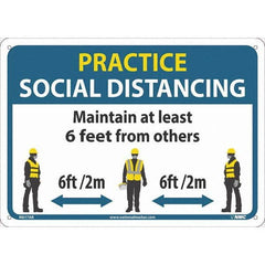 NMC - "Practice Social Distancing", 14" Wide x 10" High, Aluminum Safety Sign - Exact Industrial Supply