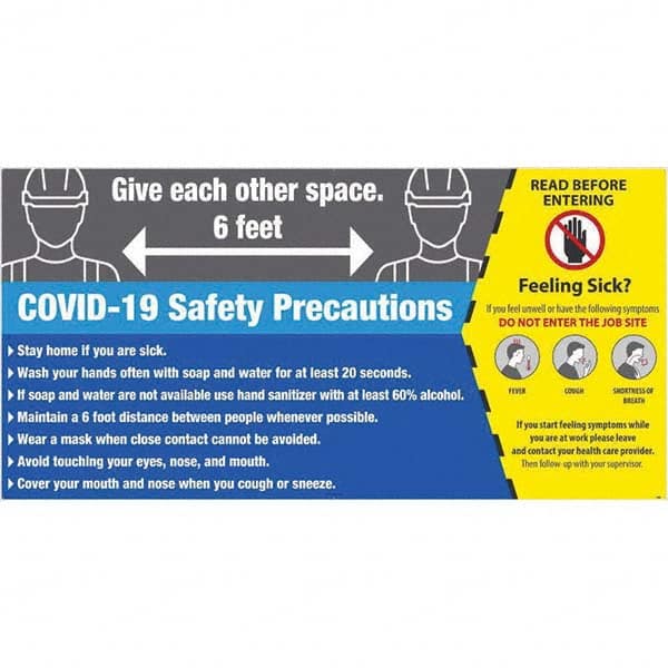 NMC - "COVID-19 - COVID-19 Safety Precautions", 96" Wide x 48" High, Aluminum Composite Panel Safety Sign - Exact Industrial Supply