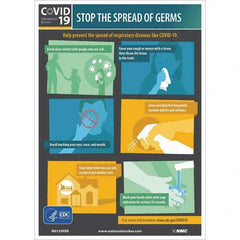 NMC - "COVID-19 - STOP THE SPREAD OF GERMS", 10" Wide x 14" High, Pressure-Sensitive Vinyl Safety Sign - Exact Industrial Supply