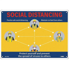 NMC - "Social Distancing", 14" Wide x 10" High, Rigid Plastic Safety Sign - Exact Industrial Supply