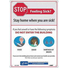 NMC - "COVID-19 - Stay Home When You Are Sick", 10" Wide x 14" High, Rigid Plastic Safety Sign - Exact Industrial Supply