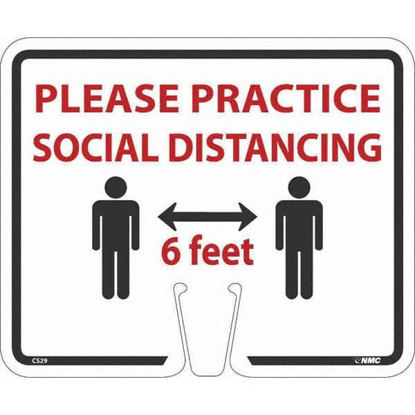 NMC - "Please Practice Social Distancing", 12-5/8" Wide x 10-3/8" High, Rigid Plastic Safety Sign - Exact Industrial Supply