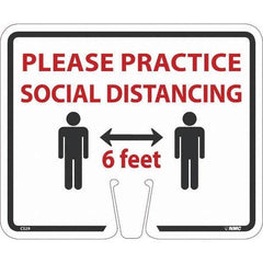 NMC - "Please Practice Social Distancing", 12-5/8" Wide x 10-3/8" High, Rigid Plastic Safety Sign - Exact Industrial Supply