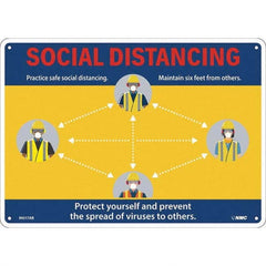 NMC - "Social Distancing", 14" Wide x 10" High, Aluminum Safety Sign - Exact Industrial Supply