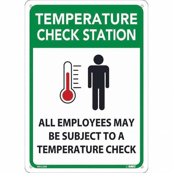 NMC - "Temperature Check Station", 10" Wide x 14" High, Aluminum Safety Sign - Exact Industrial Supply