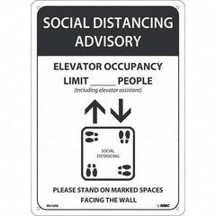 NMC - "Social Distancing Advisory Elevatory Occupancy", 10" Wide x 14" High, Rigid Plastic Safety Sign - Exact Industrial Supply