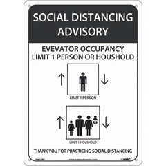 NMC - "Social Distancing Advisory Elevatory Occupancy", 10" Wide x 14" High, Rigid Plastic Safety Sign - Exact Industrial Supply